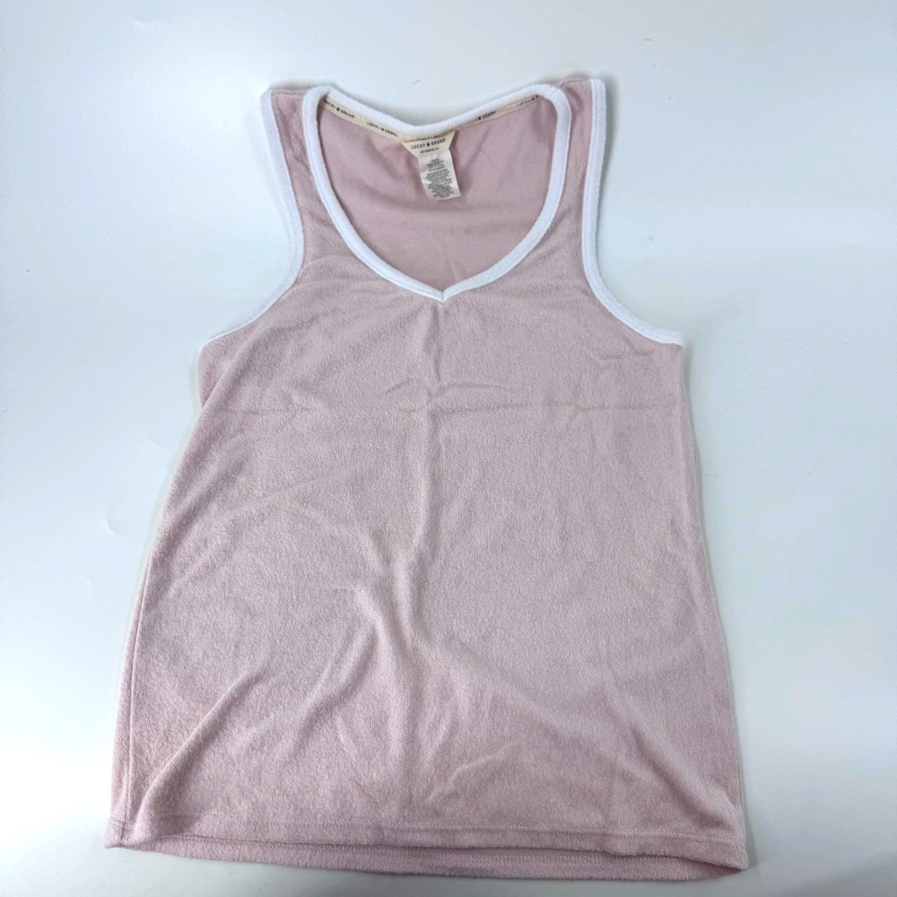 Lucky Brand 2 pc Pink Tank and shorts with White Trim - Terry cloth - Picture 4 of 11